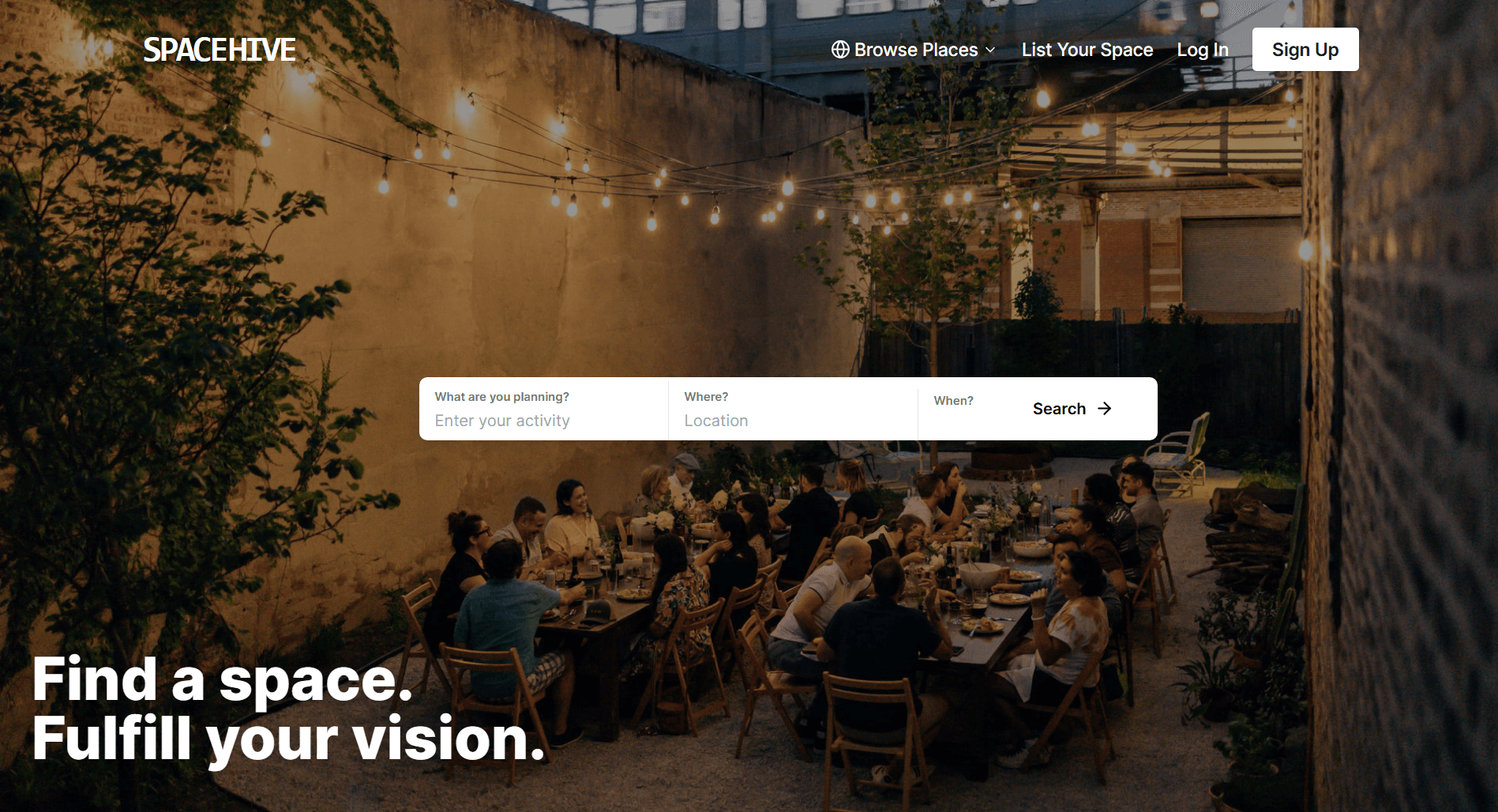 Online events space booking platform